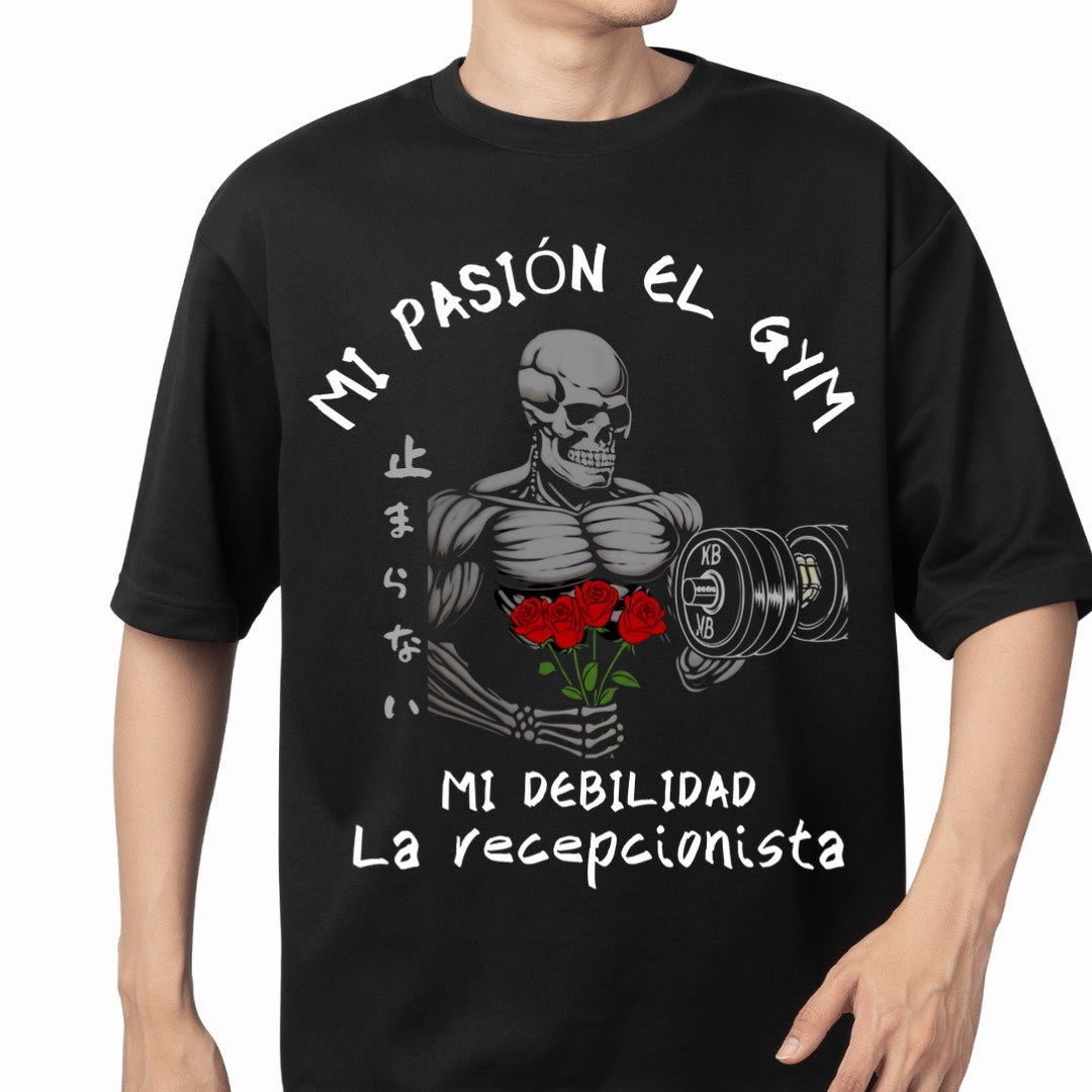 Playera Gym Hombre "Pasión por el gym, debilidad por ella"